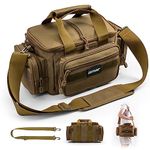 Goture Small Fishing Bags, Water-Resistant Cross Body Sling Fishing Bag, Fishing Tackle Bag, Multi-Function Fly Fishing Bag with Padded Shoulder Strap, Large to Store 3 3600 Tackle Boxes, Khaki