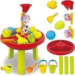 Soulmemes Sand and Water Table for Kids - Activities Play Table with Accessories Kids Outdoor Play Garden Sandpit for Toddlers