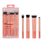 Real Techniques Face Base Makeup Brush Kit, For Concealer, Foundation, & Contour, Works With Liquid, Cream & Powder Products, Staples For Blending & Buffing, 4 Piece Set