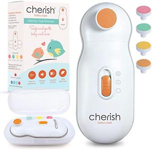 Cherish Baby Care Baby Nail Trimmer Electric - Safer than Baby Nail Clippers, Electric Nail File Baby, Incl. Baby Nail Trimmer Replacement Pads from 0-12+ Months, Newborn Essentials Must Haves