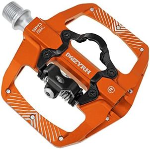 MZYRH Pedal,MTB Mountain Bike Pedals Compatible with Dual Function Sealed Clipless Aluminum 9/16" Bicycle Flat Platform with Cleats for Road, MTB (Orange)