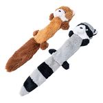 JOYELF Plush Squeaky Dog Toys,No Stuffing Dog Toys for Medium Dogs and Large Dogs, Interactive Dog Toys with Squeaky and Crinkle Paper- Fox and Raccoon