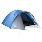 Trail Bracken 4 Man Tent With Porch, 3000mm Waterproof Rating, Double Skin Dome Tent with Darkened Bedroom, Lightweight for Camping and Festivals, Bag Included (360cm x 240cm x 130cm)