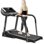 UMAY Fitness Rehab Treadmill with Extended Handrails & Belt for Safety & Balance, 0.1 Increment for Start & Stop, Pulse Sensors, 3 Level Incline, Auto-Folding Home Recovery Treadmill, 300 LBS Capacity