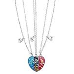 Xinstroe 3 Pcs Best Friends Necklaces, BFF Necklace for 3, Split Heart Puzzle Necklace Sister Friendship Pendant Necklace Birthday Graduation Jewelry Gift for Women Girl Teens