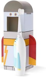 SuperMouth Turbo Twins Sonic Toothbrush – Battery-Powered, Soft Bristles, Flashlight to See Kids’ Mouth, Soothes Teething & Cleans Teeth for Ages 0-36 Months, Augmented Reality Sticker Included