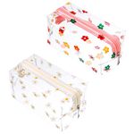 umorismo 2 Pcs Clear Pencil Case Large Pen Bag Stationery Pouch Cosmestic Make up Bag, Transparent Hyuna Daisy Floret Pattern Bag, PVC Clear Cosmetic Pouch for Women and Girls