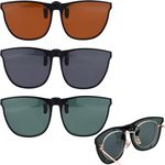 BBXWANG 3 Pack Clip on Sunglasses, Flip-up UV400 Protection Polarised Sunglasses Clip on Sunglasses Over Prescription Glasses, Anti Glare Driving Sunglasses for Men, Women (Gray+Green+Brown)