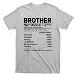 Elido Store Brother Nutritional Facts Short Sleeve T-Shirt, Brother Cotton Shirt, Graphic Tee, M