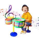 KYNA Kids Jazz Drum Set Toddler Toy Drum Set with Stool for Childrens Age 3-6 Years Boys & Girls (3 Drumer Set)
