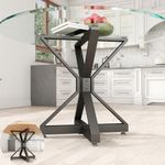 HEONITURE Metal Table Base,Modern Pedestal Dinning Table Legs with Suction Cups,Metal Modern Coffee Table (Black, 30" H*27.6" W)