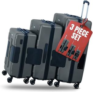 TACH Patented Connecting Hard Shell 3 Piece Luggage Set - 20, 24 & 28 inch Luggage | Carry-On, Medium & Large Rolling Suitcases - Slate Grey