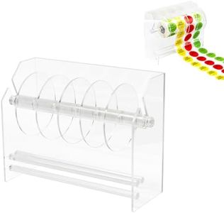 KVMORZE Adjustable Label Dispenser, Acrylic Sticker Dispenser, Transparent Sticker Roll Holder Label, Sticker Holder Organizer Label Stand for Holding Sticker Label Office and Home Desktop, 6 Deisks