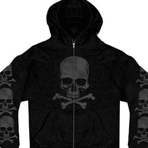 Hot Leathers Mens GMZ4305 Men s Skull and Crossbones Black Hoodie, Black, X-Large US