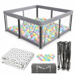 Foldable Baby Playpen with Mat - Portable, Spacious & Sturdy Play Yard for Babies and Toddlers, Quick 1-Minute Setup, Travel-Friendly, Safe & Durable for Indoor and Outdoor Use (Grey, 50x50 inches)