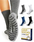 Pembrook 4 Pairs Crew Non Slip Socks - Gripper Socks for Men Women Husband Dad | Grip Socks Men | Non Slip Socks Men | Non Skid Socks for Men