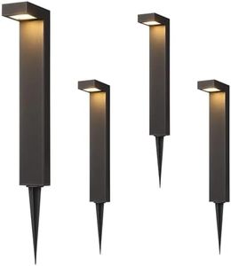 EDISHINE Low Voltage Landscape Lighting, 3000K 3.2W 50,000Hrs Waterproof Outdoor Landscape Path Lights, 12V LED Pathway Lights Wired, CRI80 Modern Aluminum L Shaped for Sidewalks Path, 4 Pack