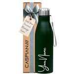 Caspian Bolt Customised Stainless Steel Water Bottle 1L, Green with Logo Print - Personalised Water Bottle with Your Name Print for Kids Boys Girls School Office Gym- Perfect for Corporate Gifting