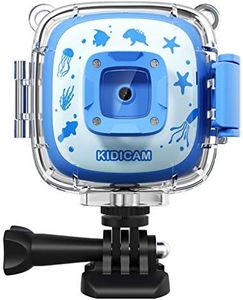 Dragon Touch Kids Action Camera - Waterproof Kidicam 2.0 Digital Camera for Boys Girls 1080P Sports Camera Camcorder with 16GB Memory Card (Blue)