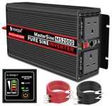 NOVOPAL 2000W Power Inverter Pure Sine Wave 12V DC to 240V AC Converter with 2 UK Outlets and 1 USB,16.4FT Remote Control,2 Cooling Fans for RV,Boat,Camping,Home