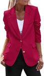 PRETTYGARDEN Women's 2024 Fall Business Casual Blazers Long Sleeve Notch Lapel Trendy Work Office Blazer Jackets Outerwear (Dark Rose Red,Medium)