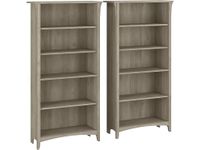 Bush Furniture Salinas Tall 5 Shelf Bookcase - Set of 2 in Driftwood Gray