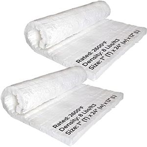 Simond Store 2 Pcs Ceramic Fiber Insulation Roll, 8# Density 2600F, 1" X 12" X 24" Fireproof Insulation Blanket for Pizza Oven Forge Foundry Furnace Wall Fireplace and Dishwasher Insulation - 2 Pieces