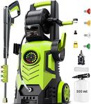 2025Upgraded Pressure Washer 5000PSI with Adjustable Touch Screen 8 Level, 34" Tall, 4 Quick Connect Nozzles,Inlet Hose&Filter&500mlFoam Cannon for Cars/Fences/Driveways/Home Cleaning,Yellow