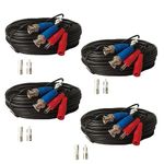 Yuarisx 4 Pack 50ft All-in-One Video Power Cables, Security Camera Cable BNC Extension Surveillance Wire Cord for CCTV Security DVR System Installation