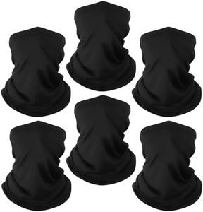 6 Pack Neck Gaiter Bandana Face Mask: Cooling Gator Mask Breathable Face Cover Ski Neck Scarf Protection from Dust Sun for Men Women Motorcycle Running Washable Facemask Gaitor, Black