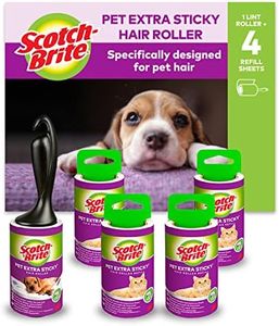 Scotch-Brite Pet Extra Sticky Lint Roller 48 sheets + 4 Scotch-Brite Pet Extra Sticky* Hair Roller Refill 48 sheets, 5 rolls- 240 sheets in pack