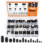 Rustark 450Pcs M3/M4/M5/M6/M8 Allen Head Socket Hex Grub Screw Set Assortment Kit with Internal Hex Drive - 12.9 Class Black Alloy Steel