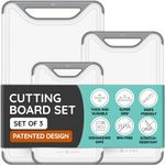 JULY HOME Plastic Cutting Boards Set for Kitchen - Chopping Boards 3 Pack in Different Sizes - Planche a Decouper - Smart Cutting Board Kit, Dishwasher Safe Large Boards, Smart Chopping Block