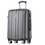 Merax Hard Shell Suitcase Set, Travel Suitcase Set, Trolley Suitcase with TSA Lock and Universal Wheel, Expandable, Carry-On, Trolley Case with Telescopic Handle, Gray, 3-Piece Set, Hard case