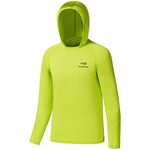 Bassdash Youth UPF50+ Performance T Shirt with Hood Long Sleeve Fishing Hiking Sun Shirt FS03Y Pear Green