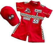 Costumes Club Handmade Race Car Driver Costume for Toddlers - Halloween Costume, Cars Boys Racing Outfit, Toddler Racer Suit, Kids Jumpsuit with Hat, Baby Racer Costume (2T, Red & Gold)