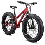 Mongoose Argus Trail Fat Tire Mountain Bike for Youth Girls Boys, 24-Inch Wheels, Mechanical Disc Brakes, 12-Inch Aluminum Hardtail Frame, 16-Speed, Red