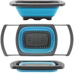 Collapsible Colander by Payanwin,Colander Strainer Over The Sink Food Colanders Strainers with Extendable Handles, 6-Quart, Dishwasher-Safe Kitchen Folding Strainer for Pasta, Veggies and Fruis (Blue)