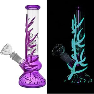 Il bong di vetro alto 10 pollici di fluorescenza freddo ricicla i rametti dell'olio che fumano illuminano la tubatura dell'acqua di Bong (Viola)