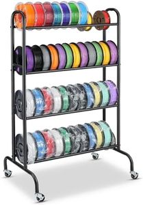 AHOWPD 3D Printer Filament Storage Rack - 4 Tier Rolling Filament Spool Holders Racks with Wheels, Heavy Duty Metal Shelf for PLA/ABS/TPU, Filaments Organzied for 3D Printing Studio, Office Workshop