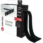 VELCRO Brand Extreme Outdoor Mounting Tape | 20Ft x 1 in, Holds 15 lbs | Strong Heavy Duty Stick on Adhesive | Mount on Brick, Concrete for Hanging, 30702, Black (VEL-30702-AMS)