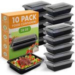 Meal Prep Containers - [28 Oz] - (10 Pack) - Reusable Food Prep Containers With Lids, Batch Cooking Containers, Polypropylene (PP) - BPA Free - Containers, Microwave and Freezer Safe, Stackable