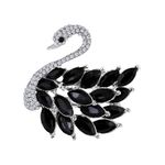 Mahi Sparkling Black and White Crystals Swan-Shaped Brooch Clothing Accessories for Women (BP1101157RBla)