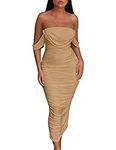 HOCILLE Women's Sexy Ruched Bodycon