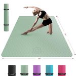 HAPBEAR Extra Large Yoga Mat - 72"x48"x6mm (1/4 inch), Non-Slip, Durable, Thick Wide Exercise Mat for Home Workouts, Yoga, Pilates, Stretching, Meditation (Barefoot Exercise) - Green