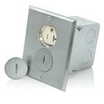 Leviton 25349-TFN 1-Gang Duplex Receptacle Floor Box, Tamper-Resistant, Nickel Finish, 20-Amp, 125V