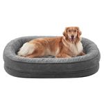 Pawk Large Dog Bed, XL Orthopedic Memory Foam Dog Beds, Washable Dog Bed, Fits up to 41kg, Four-Sided Neck Pillow, Good for Golden Retriever, Labrador, German Shepherd, Samoye, Rottweiler, Dark gray