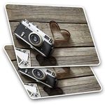 Rectangle Stickers(Set of 2) 7.5cm - Love Photography Retro Camera Film Fun Decals for Laptops,Tablets,Luggage,Scrap Booking,Fridges, 16097