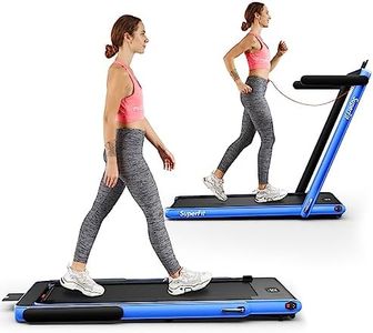 Goplus 2 in 1 Folding Treadmill, 2.25HP Under Desk Electric Treadmill, Installation-Free with Bluetooth Speaker, Remote Control and LED Display, Walking Jogging for Home Office Use (Blue)