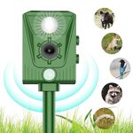 Ultrasonic Cat Repellent,Garden Ultrasonic Fox Repellent, Solar Powered & Waterproof Animal Deterrent, Flashing Light and USB Charge for Cats, Dogs, Squirrel, Rat, Foxes, Snake, Deer, Wild Animals